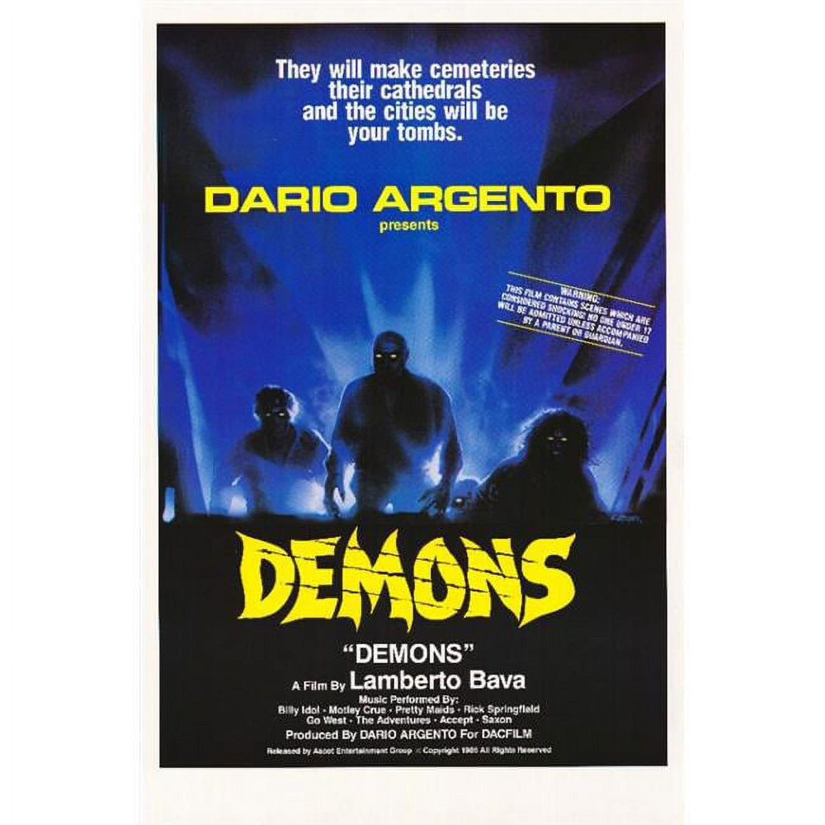 Demons movie poster print 27x40 for horror enthusiasts