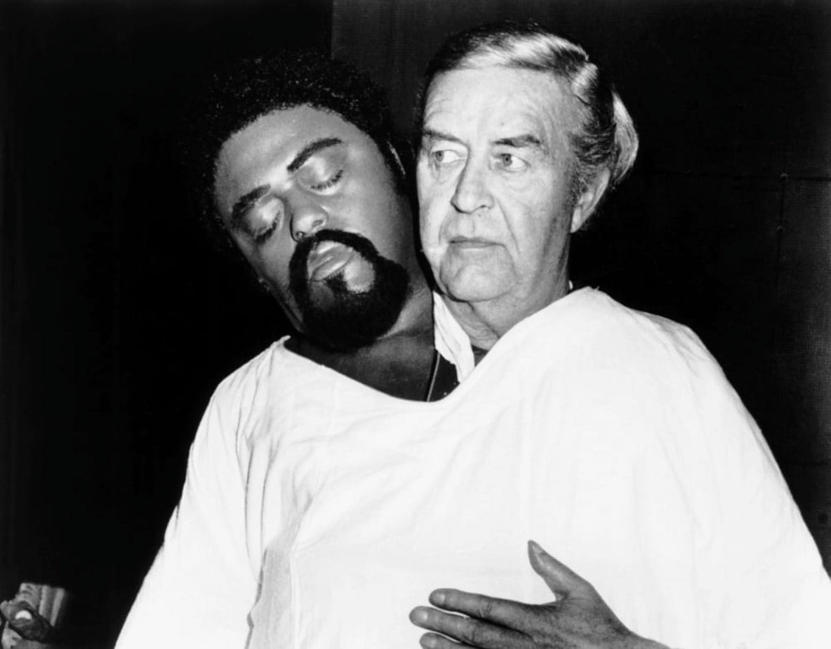 The Thing With Two Heads movie photo print featuring Ray Milland and Rosey Grier.