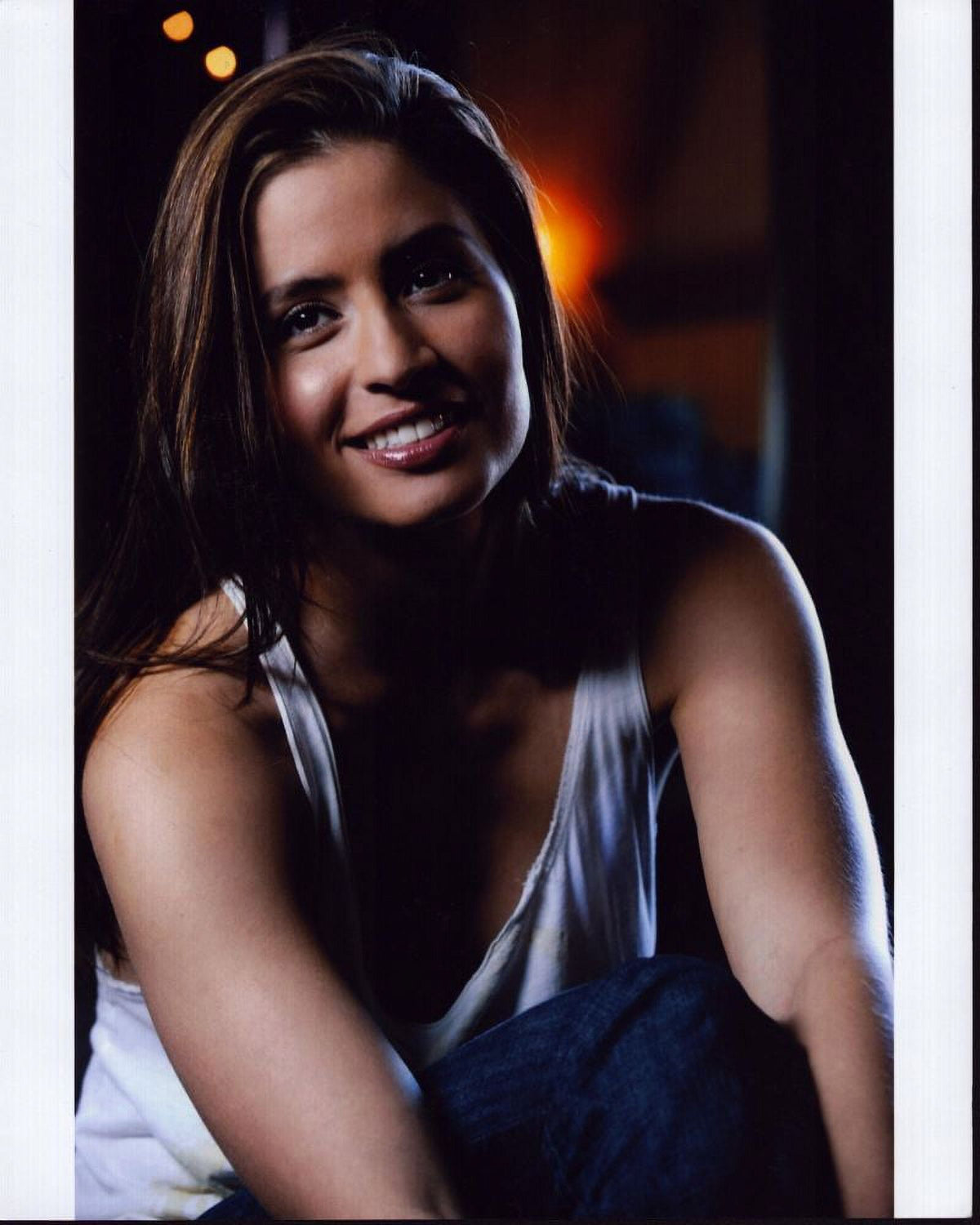 Mercedes Mason smiling in white tank top photo print