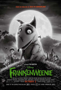 Frankenweenie Movie Poster 27 x 40 print featuring Tim Burton's animated film.