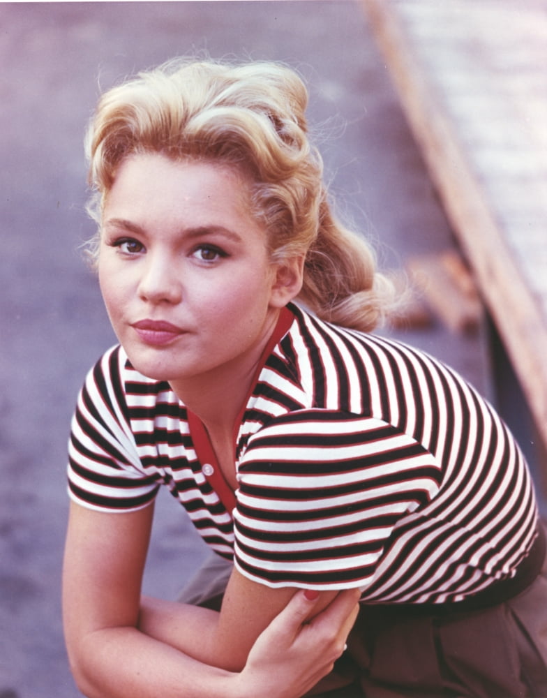 Tuesday Weld portrait in stripe blouse photo print.