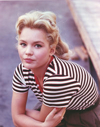 Tuesday Weld portrait in stripe blouse photo print.