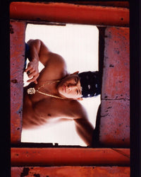 Mark Wahlberg shirtless photo print with bandana and necklace