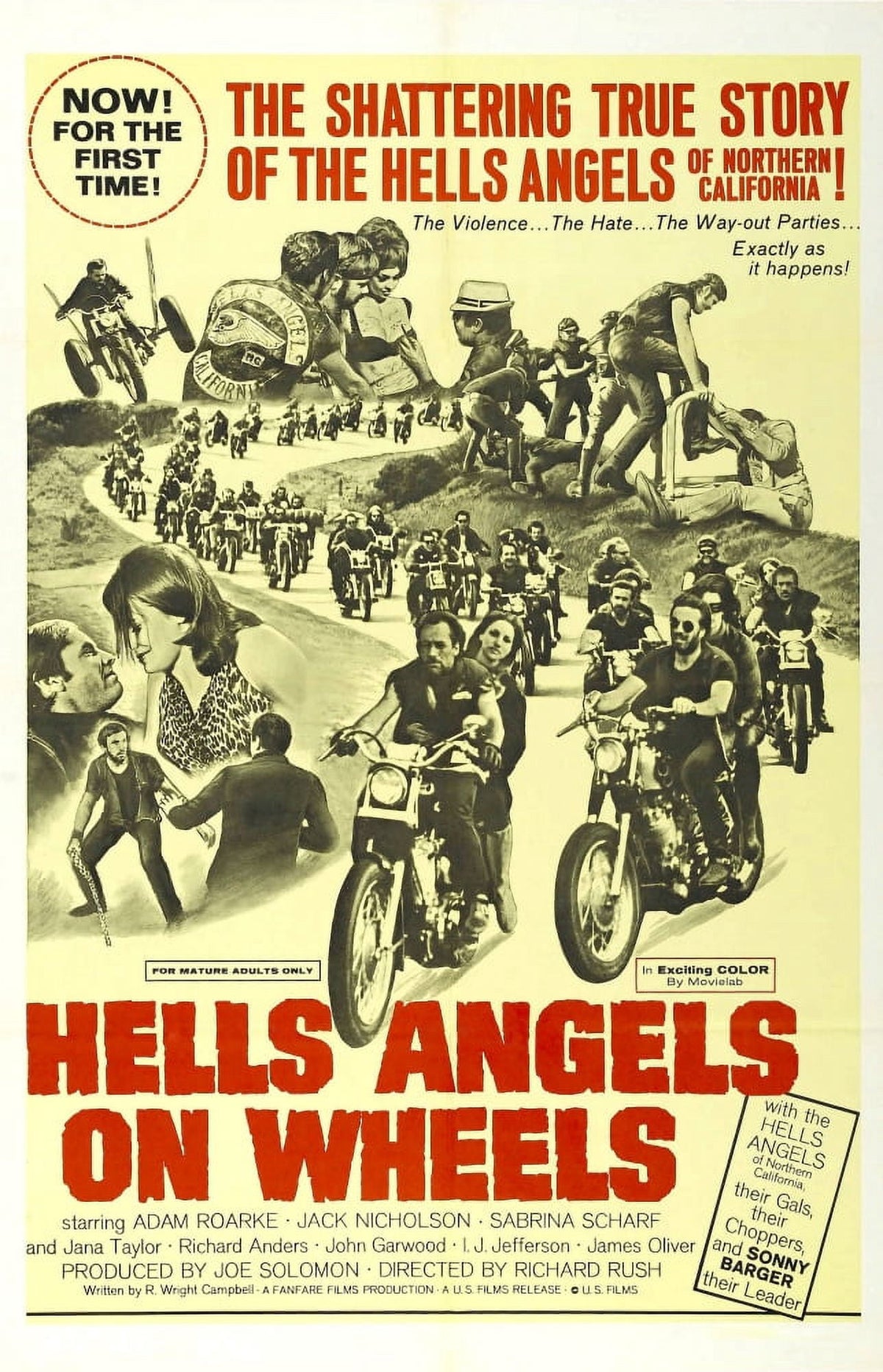 Hells Angels On Wheels 1967 Movie Poster Print - 11x17