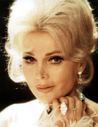 Zsa Zsa Gabor 1970s photo print, vintage Hollywood glamour.