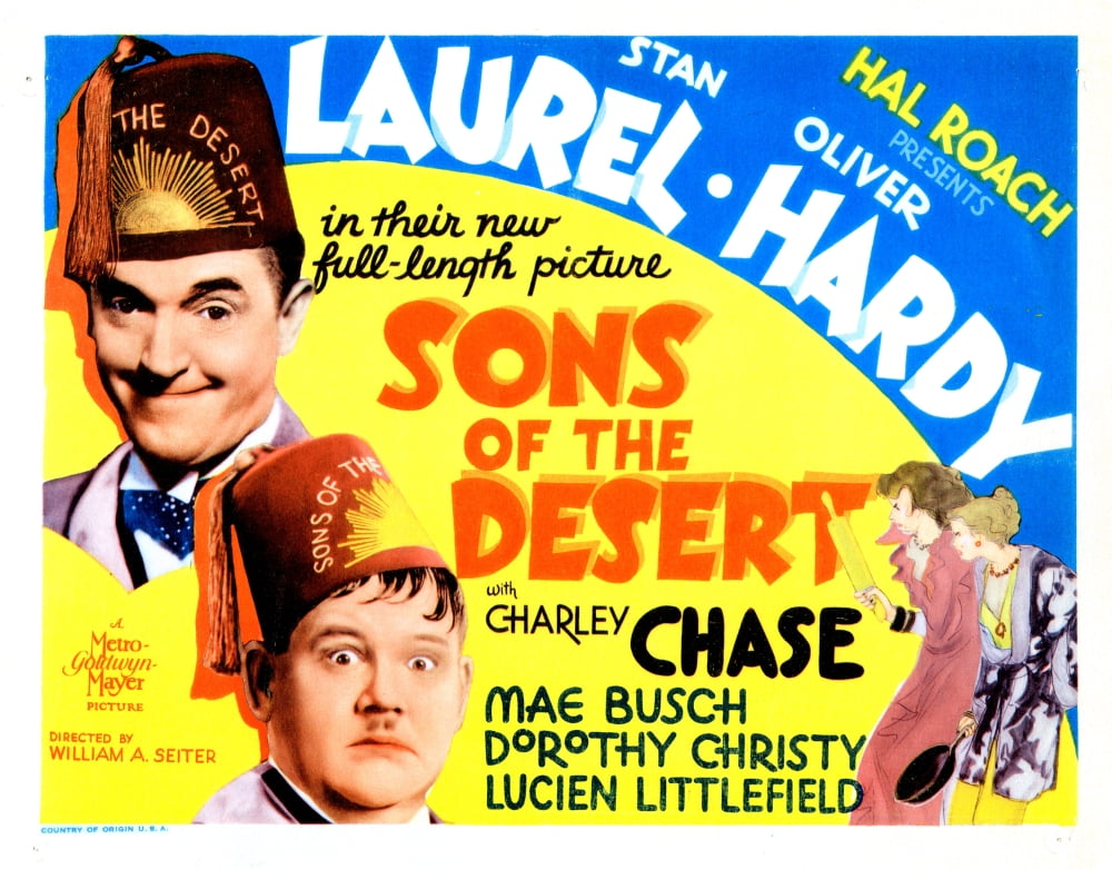 Sons Of The Desert movie poster featuring Stan Laurel and Oliver Hardy from 1933.