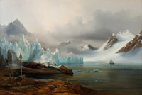 View from Spitzbergen art print by Auguste Étienne François Mayer showcasing serene Arctic landscapes.