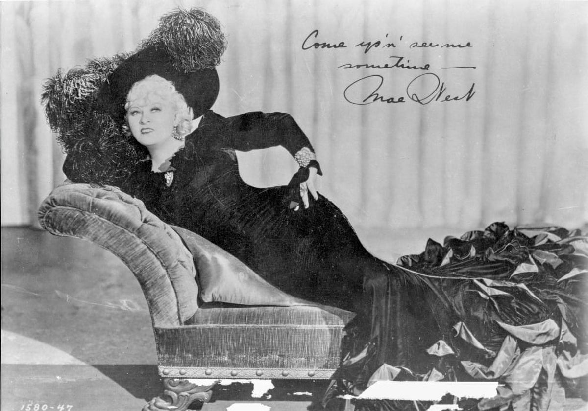 Mae West black and white signature portrait photo print