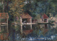 Washing Place in Grez-sur-Loing art print by Asai Chū, serene riverside scene.