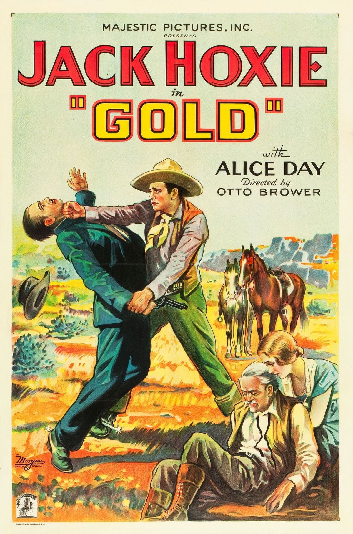Gold Standing Jack Hoxie Art Print - Alice Day On Us 1932