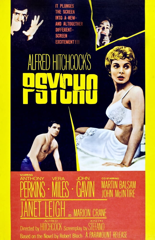 Psycho Movie Masterprint Poster featuring Anthony Perkins and cast