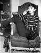 Audrey Hepburn classic photo print in striped attire on the phone