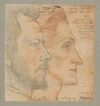 Portraits of Albert Verwey and Stefan George Art Print by Jan Toorop