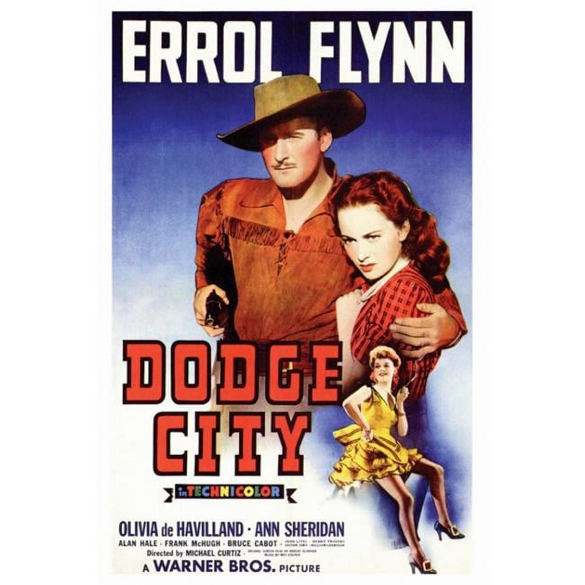 Dodge City Movie Poster Print in vibrant colors, 27x40 inches.