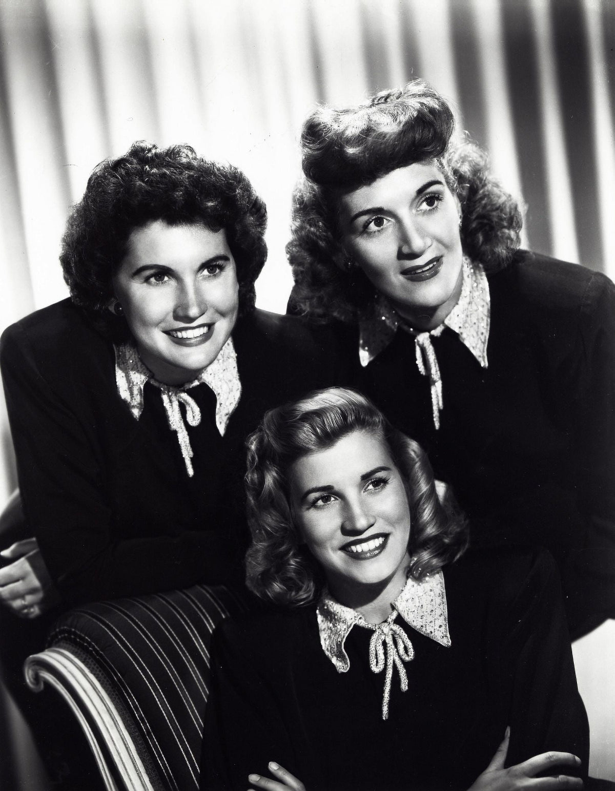 The Andrews Sisters smiling photo print in vintage style.