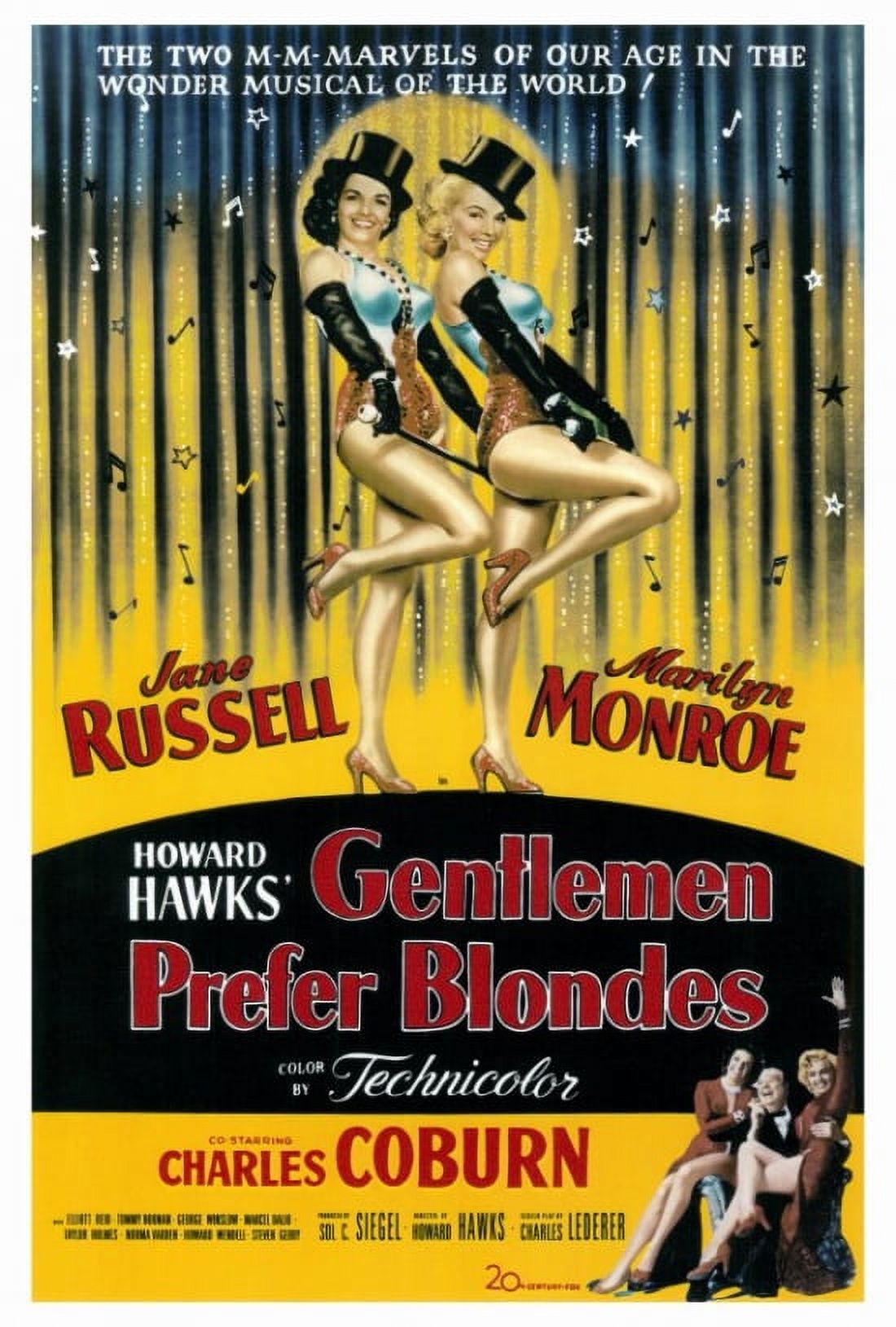 Gentlemen Prefer Blondes Movie Poster Print 27x40 featuring Marilyn Monroe
