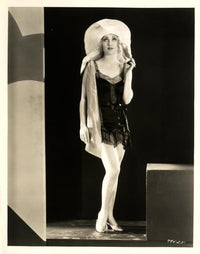 Carole Lombard lingerie photo print with big hat, vintage Hollywood art.