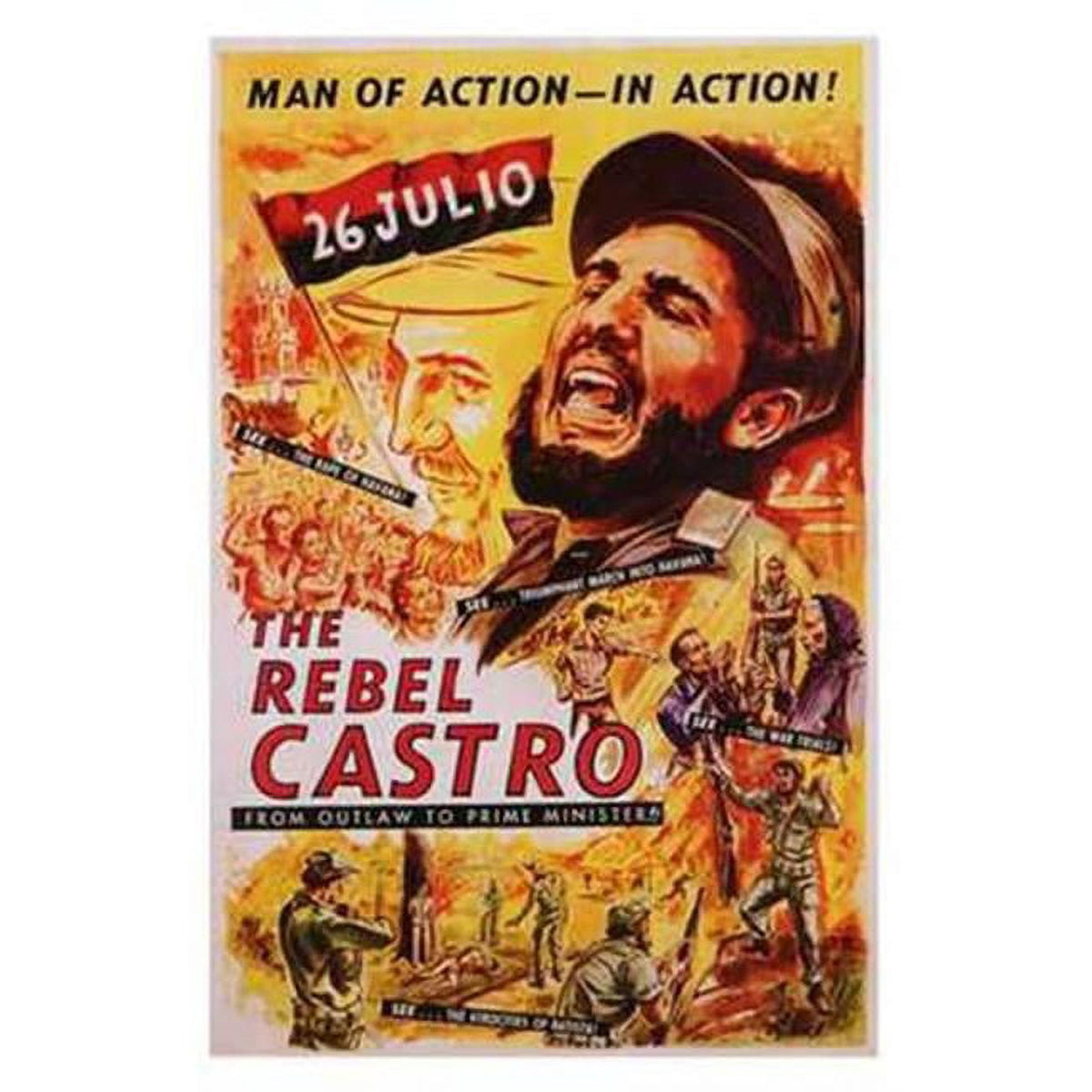 The Rebel Castro Movie Poster 11x17 print showcasing revolutionary art.