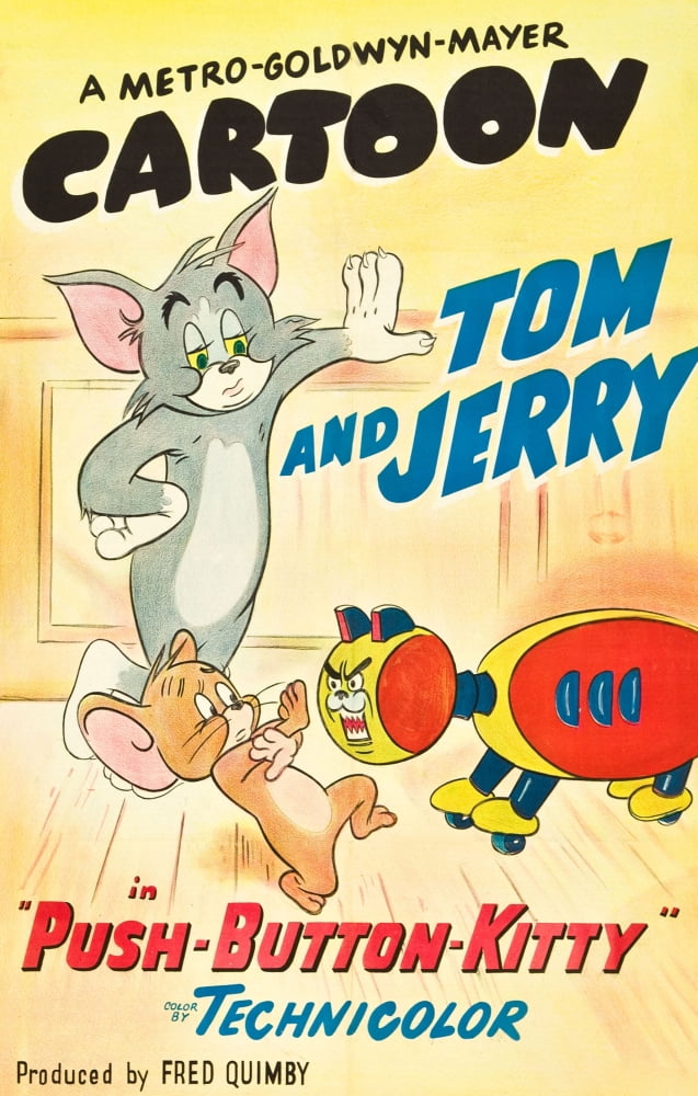 Push-Button Kitty movie poster featuring Tom and Jerry, 1952 animation art