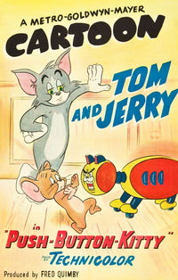 Push-Button Kitty movie poster featuring Tom and Jerry, 1952 animation art