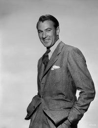 Gary Cooper smiling photo print on gray background