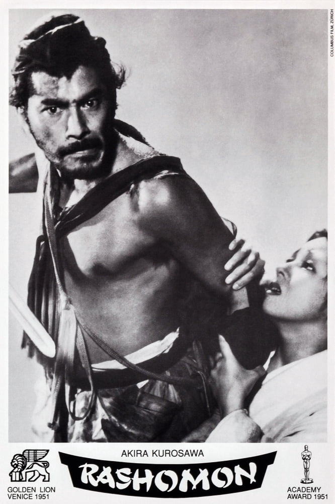 Rashomon movie masterprint poster featuring Toshiro Mifune and Machiko Kyo