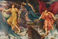 The Storm Spirits art print by Evelyn De Morgan showing ethereal spirits and nature's beauty.