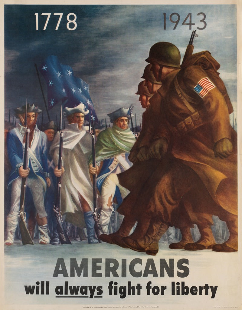 Americans Will Always Fight for Liberty poster print by Bernard Perlin, 1943 artwork.