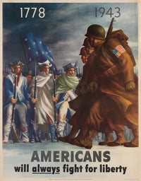 Americans Will Always Fight for Liberty poster print by Bernard Perlin, 1943 artwork.