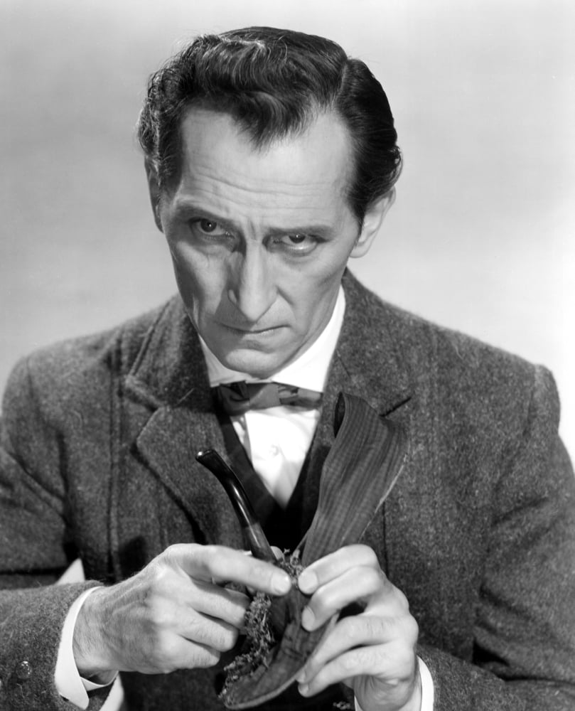 The Hound of the Baskervilles photo print featuring Peter Cushing in a classic horror scene.