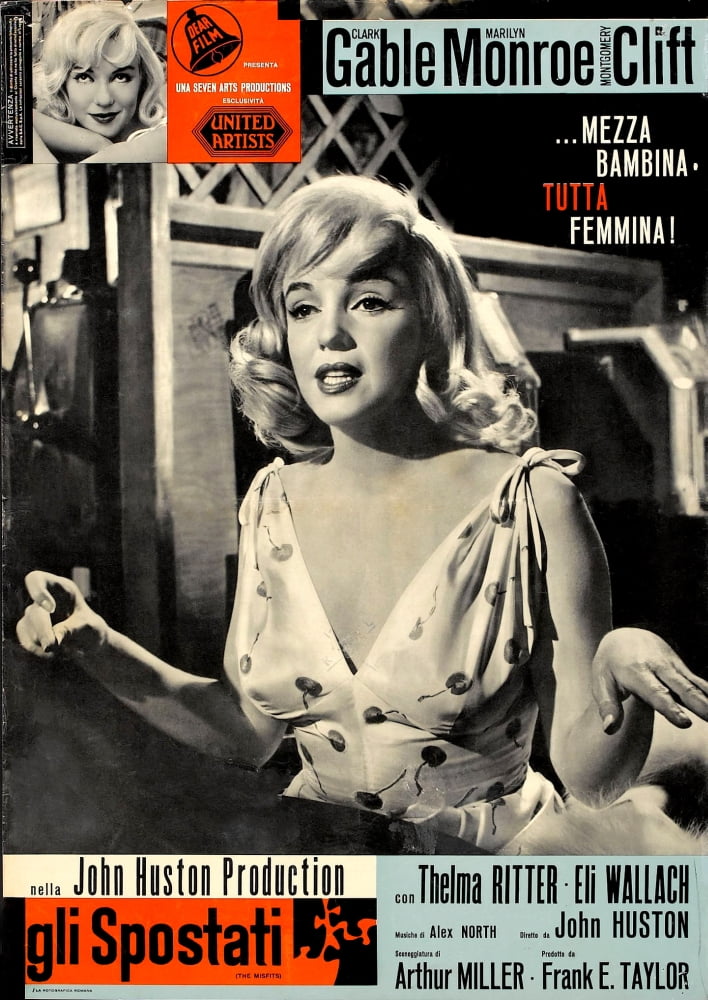 The Misfits movie poster featuring Marilyn Monroe, 1961