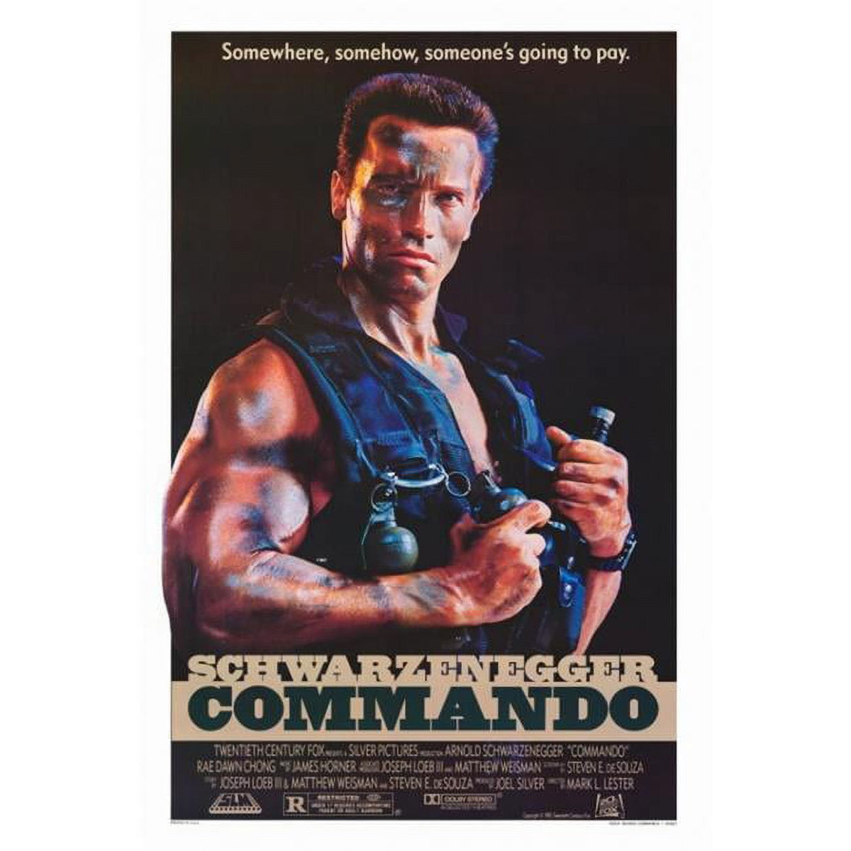 Commando Movie Poster Print showcasing action from the classic film.