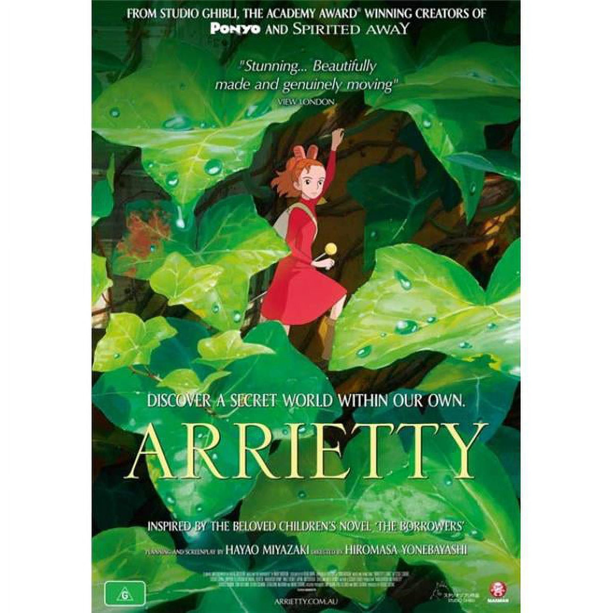 Arrietty movie poster print featuring vibrant colors and whimsical design.
