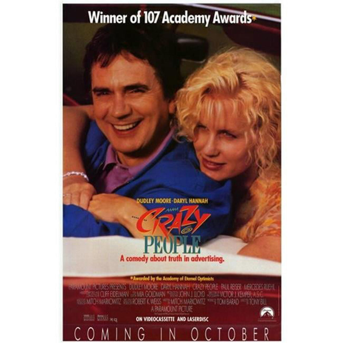 Crazy People Movie Poster 11x17 print showcasing vibrant colors and comedic theme.