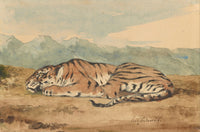 Royal Tiger art print by Eugène Delacroix showcasing vibrant colors and intricate details.