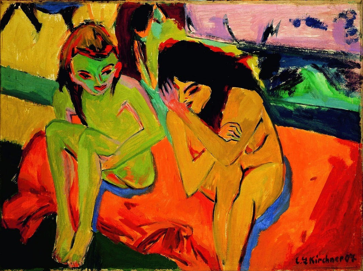 Nackte Mädchen Unterhalten Sich Art Print by Ernst Ludwig Kirchner