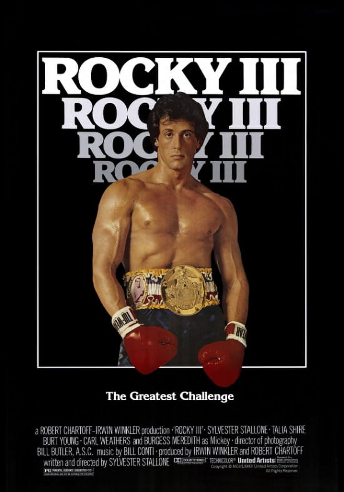 Rocky III Movie Poster Print showcasing a powerful sports film scene.