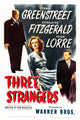 Three Strangers movie poster print featuring Sydney Greenstreet, Geraldine Fitzgerald, and Peter Lorre.