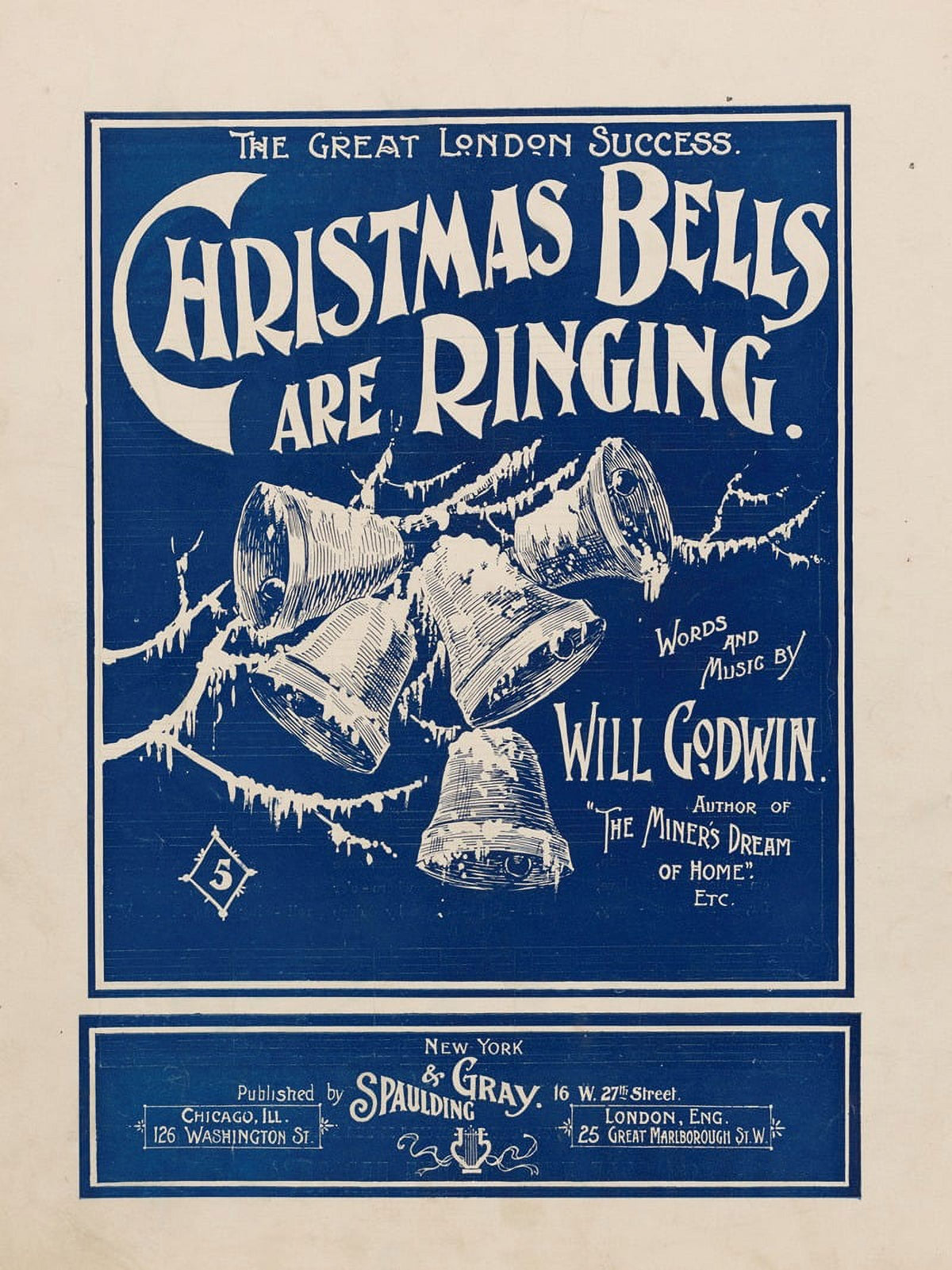 Christmas Bells Are Ringing Vintage Poster Print from 1896