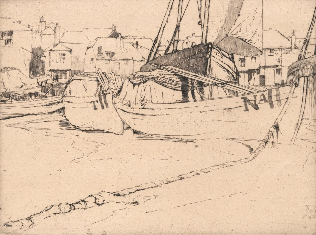 Seine Boats at St. Ives, Cornwall (1888) art print by Sir Frank Short