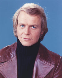 Close-up portrait photo print of David Soul in a leather jacket.