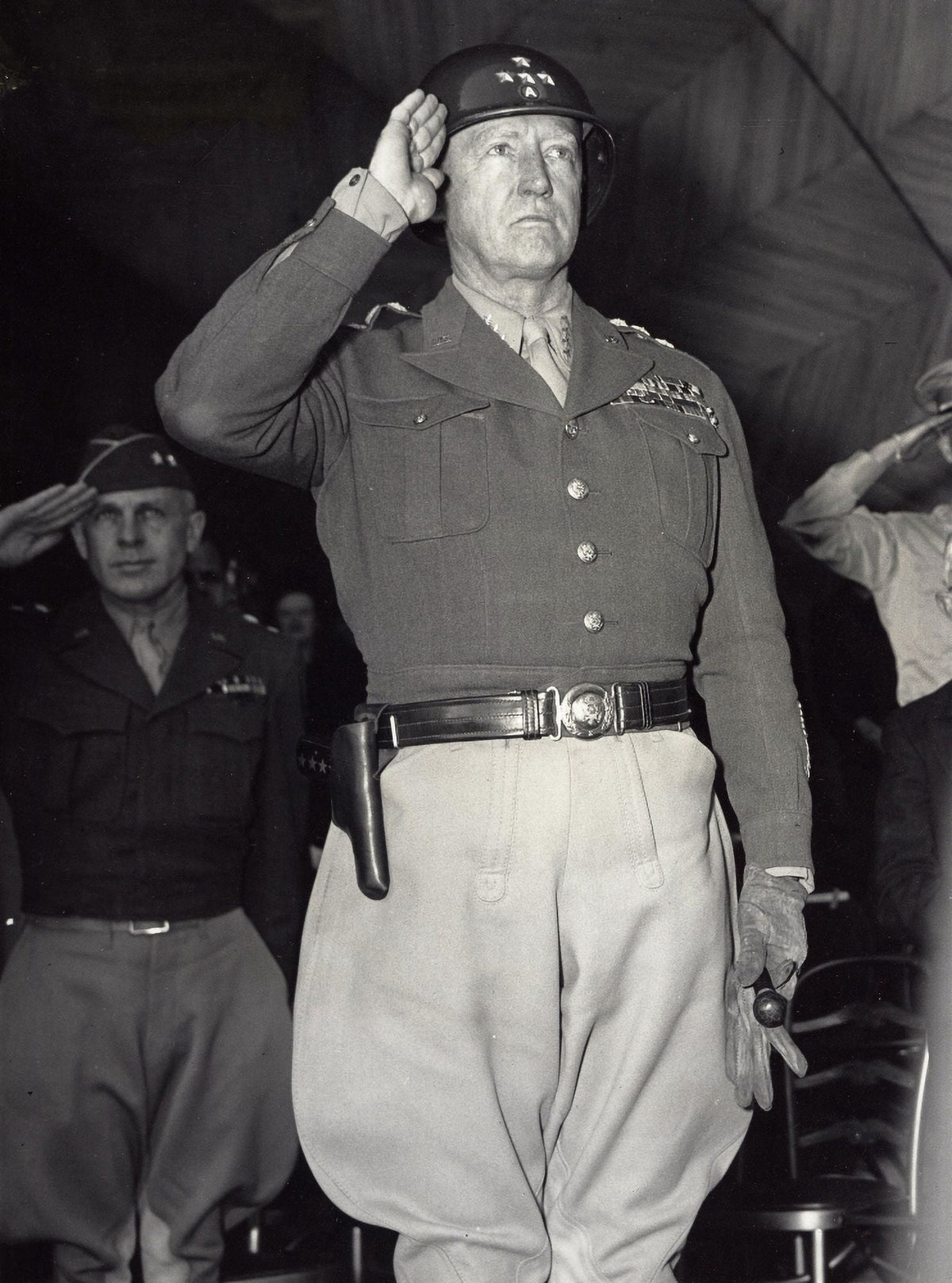 General George Patton saluting historical photo print