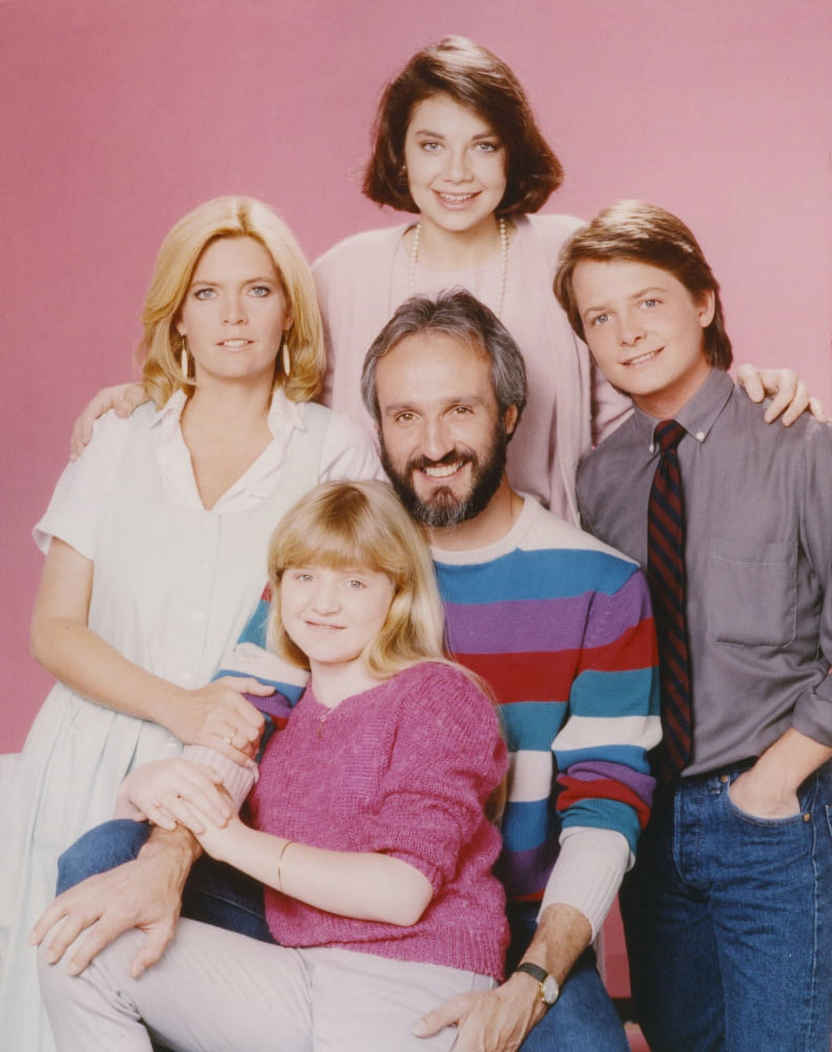 Family Ties cast portrait photo print showcasing beloved characters.