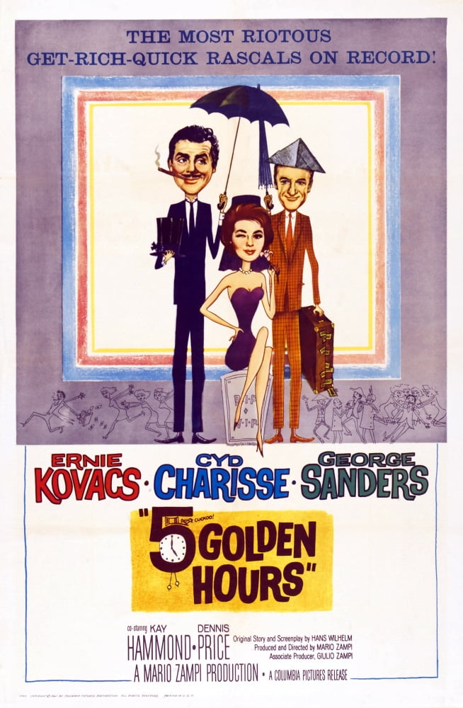 Five Golden Hours movie masterprint poster featuring Ernie Kovacs, Cyd Charisse, and George Sanders.