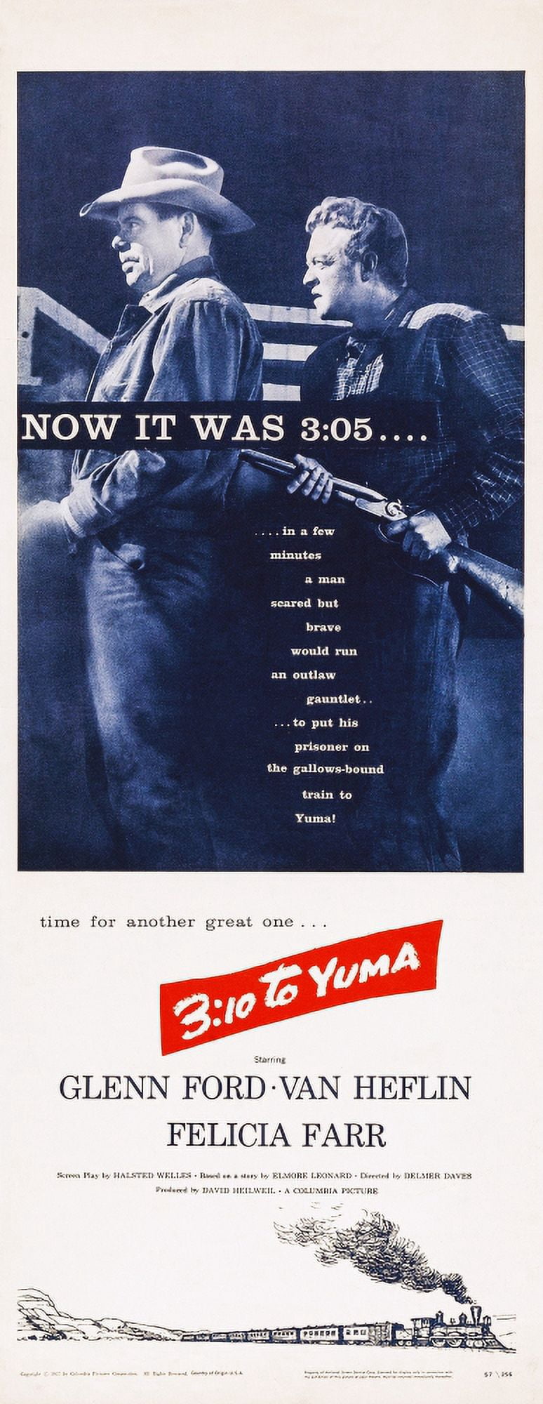 3:10 to Yuma movie insert art print featuring Glenn Ford and Van Heflin.