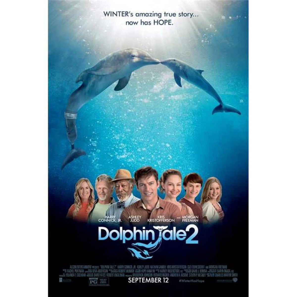 Dolphin Tale 2 Movie Poster 11x17 print featuring dolphin characters.