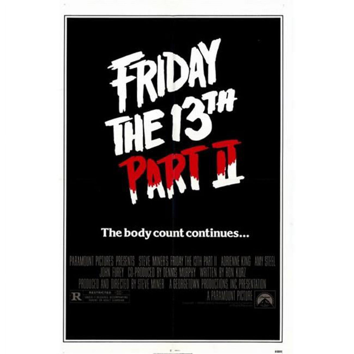 Friday the 13th Part 2 Movie Poster in 11x17 size.