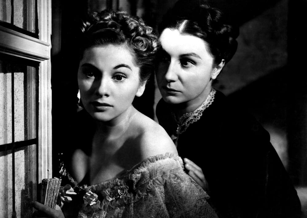 Rebecca movie photo poster print featuring Joan Fontaine and Judith Anderson.