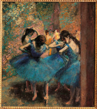 Dancers In Blue art print poster showcasing elegant dancers in motion.