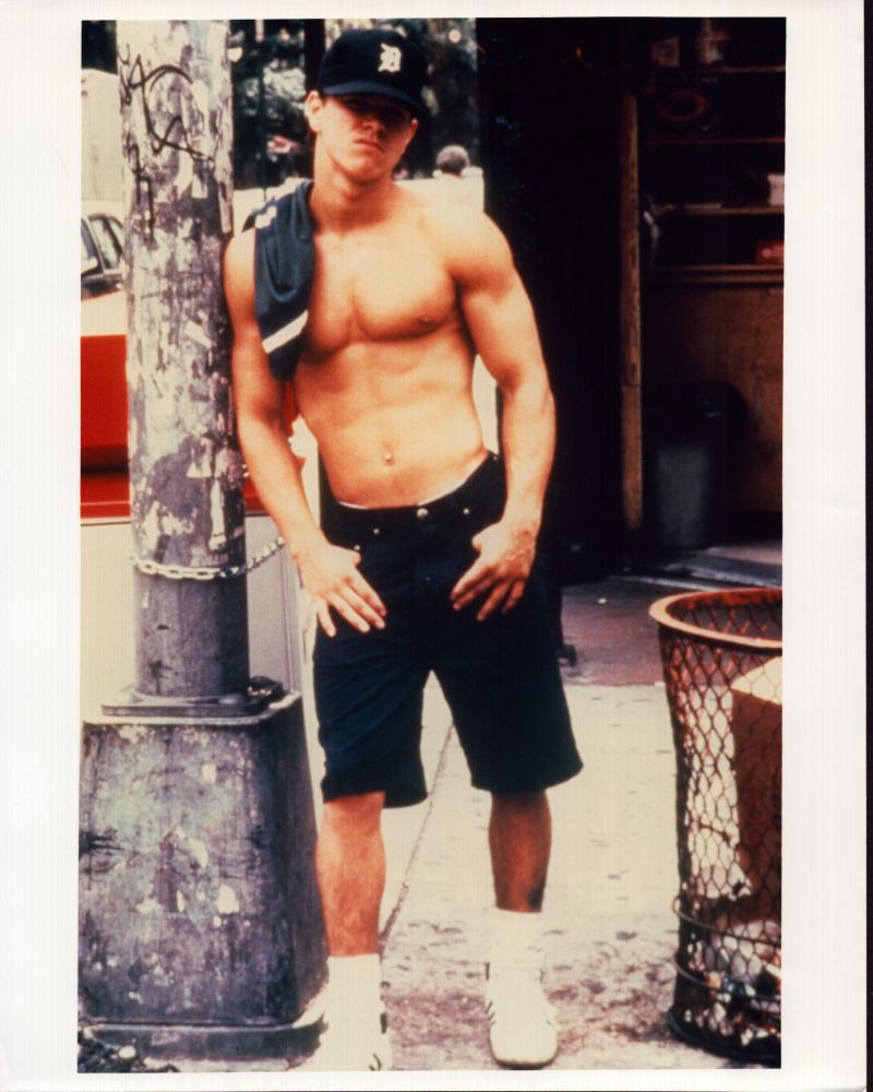 Mark Wahlberg shirtless leaning on post photo print